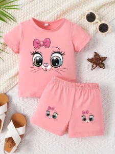 طقم بناتي قطه كيوت صيفي 👶🐱 - Image 6