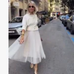 ⁦فستان نسائي طويل أنيق بأكمام ثلاث أرباع وتصميم عصري Y2K⁩ - الصورة ⁦4⁩