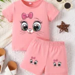 طقم بناتي قطه كيوت صيفي 👶🐱