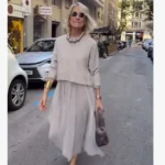 فستان نسائي طويل أنيق بأكمام ثلاث أرباع وتصميم عصري Y2K